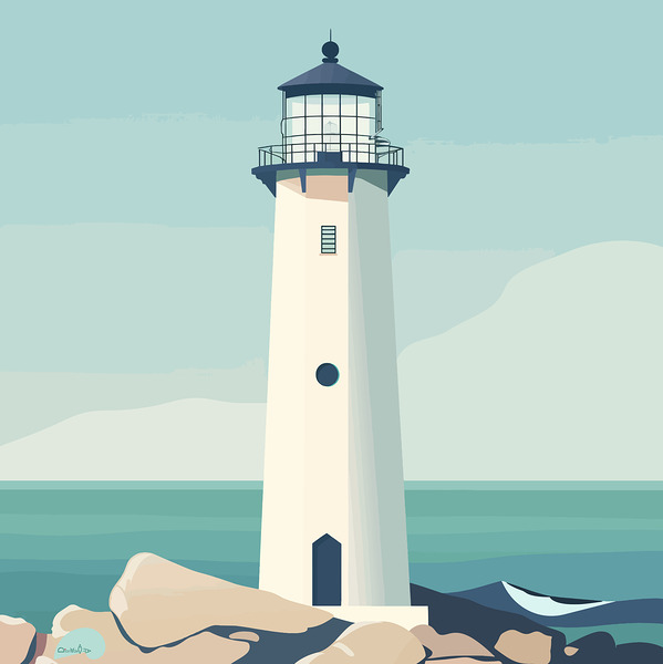 Lighthouse on the Bluff Print