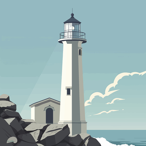 Lighthouse on the Bluff No. 2 Print