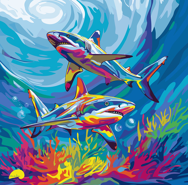 Painted Shark Samba  Print