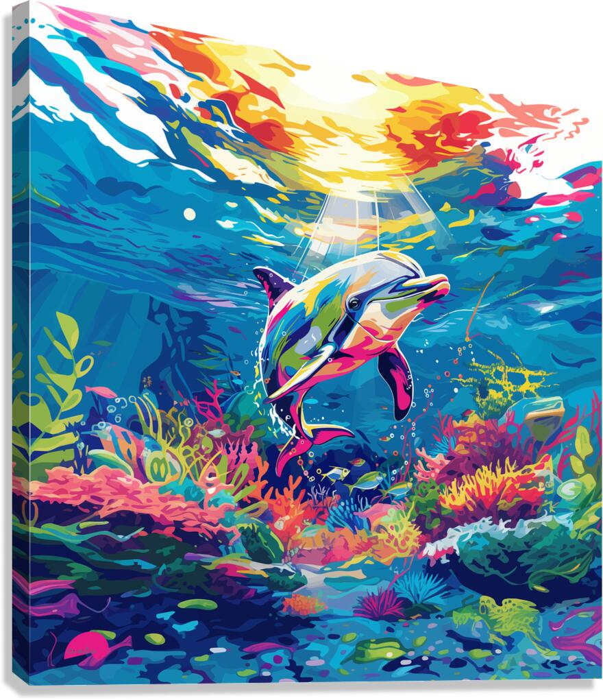 Painted Dolphin Disco Canvas Print