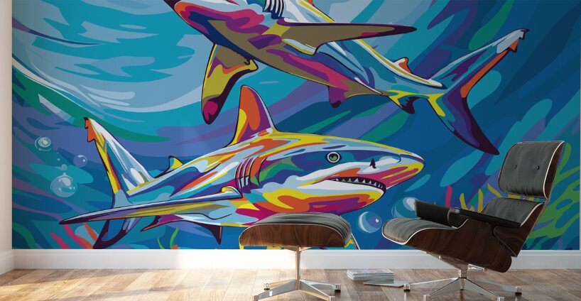 Painted Shark Samba  Wall Murals